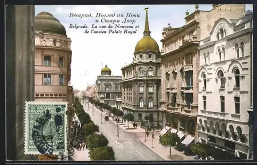 AK Belgrade, La vue du Nouveau et de l`ancien Palais Royal