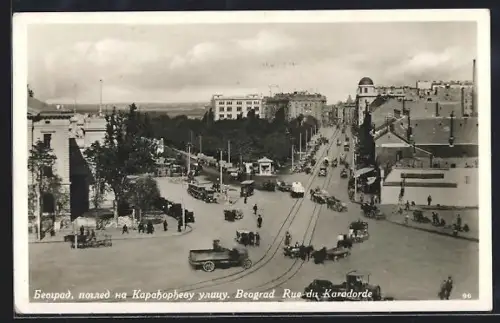 AK Beograd / Belgrad, Rue du Karadorde, Pferdegespanne