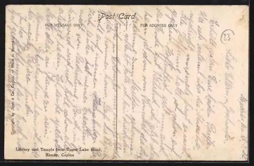 AK Kandy, Library and Temple from Upper Lake Road