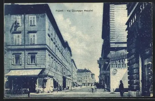AK Fiume, Via Guiseppe Mazzini, Panorama