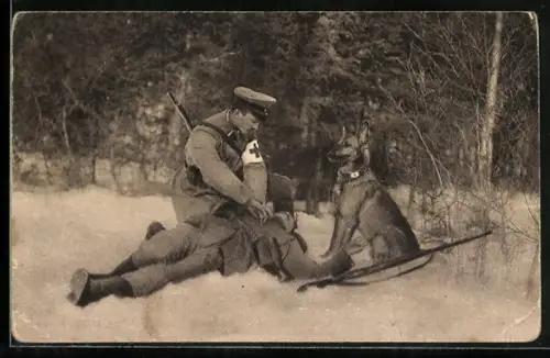 AK Sanitätshund Troll hat einen Verwundeten aufgespürt