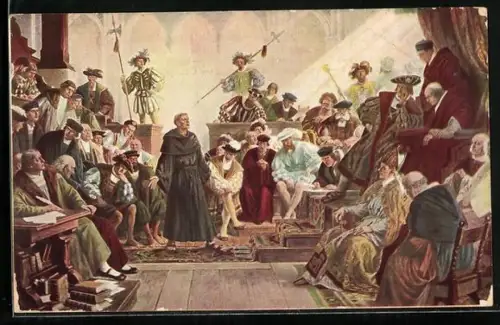 Künstler-AK Worms, Martin Luther auf dem Reichtstag, Wislicenus