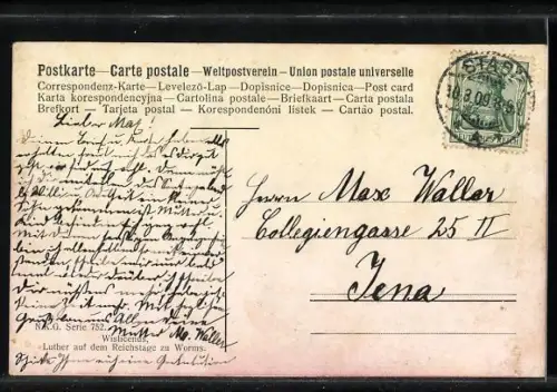 Künstler-AK Worms, Martin Luther auf dem Reichtstag, Wislicenus