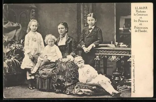 AK Adel von Belgien, La Comtesse et les Princes et Princesses de Flandre
