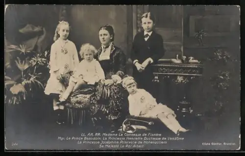 AK Madame La Comtesse de Flandre, le Prince Beaudoin, la Princesse Henriette Duchesse de Vendôme