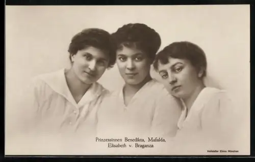 AK Prinzessinnen Benedikta, Mafalda und Elisabeth v. Braganza, von Portugal