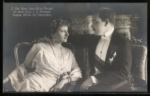 AK König Manuel II. von Portugal und Augusta Victoria von Hohenzollern-Sigmaringen