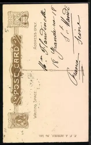 AK The Postman, Mädchen mit Brief und Postbote am Briefkasten