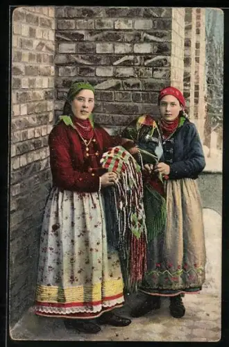 AK Typy Polskie, polnische Frauen in landestypischer Kleidung