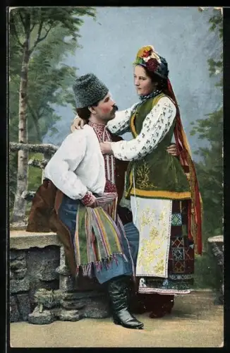 AK Russisches Paar in Landestracht