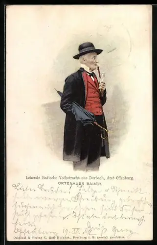 AK Ortenauer Bauer mit Pfeife in Badischer Tracht