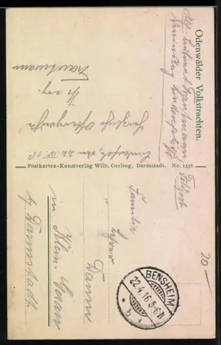 AK Alte Bäuerin mit Sense in hessischer Tracht