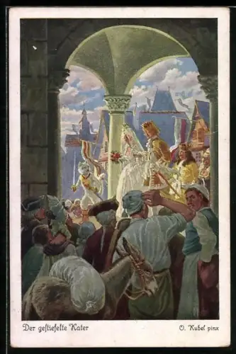 Künstler-AK Otto Kubel: Der gestiefelte Kater, Hochzeit des Burschen