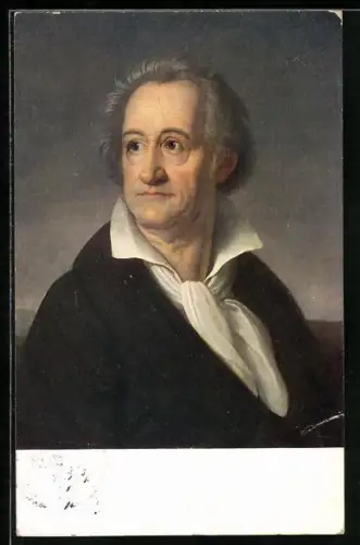 AK Goethe, Portrait in weissem Hemd mit dunkler Jacke