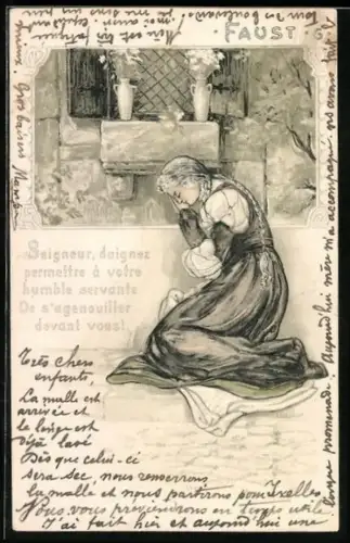 AK Ach neige, Du Schmerzensreiche..., Margarete kniet nieder, Faust
