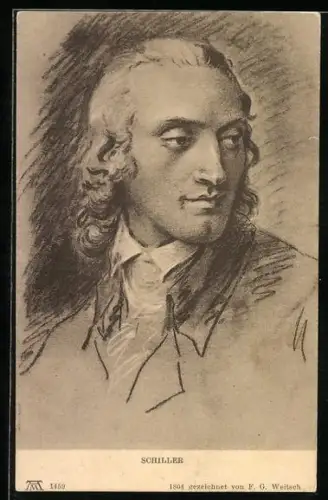 Künstler-AK Friedrich von Schiller, 1804 gezeichnet von F.G. Weitsch