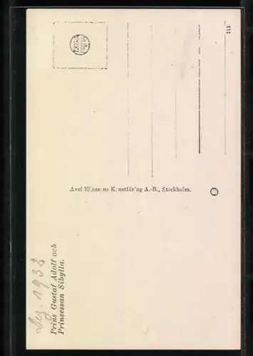 AK Prins Gustaf Adolf mit Prinsessan Sibylla mit Hund