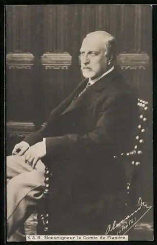 AK Monseigneur le Comte de Flandre, von Belgien in Anzug
