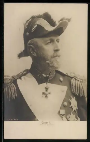 AK König Oscar II. von Schweden in Uniform