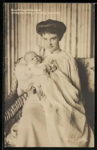 AK Grossherzogin Alexandra von Mecklenburg-Schwerin mit dem kleinen Erbgrossherzog