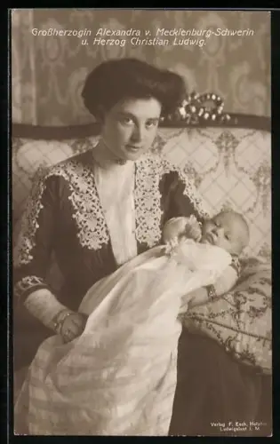 AK Grossherzogin Alexandra von Schwerin / Mecklenburg mit Herzog Christian Ludwig