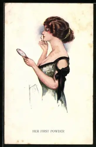 Künstler-AK Court Barber: Frau pudert sich