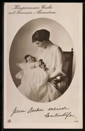 AK Prinzessin Alexandrine mit Mutter Kronprinzessin Cecilie von Preussen