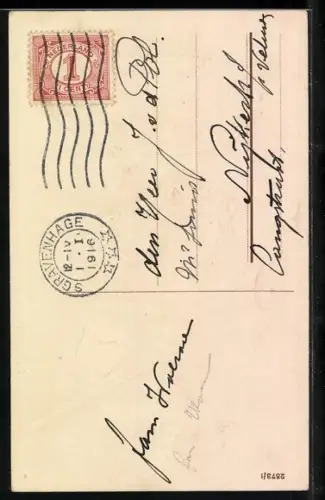 AK Zeppelin mit Blumen, Neujahrsgruss