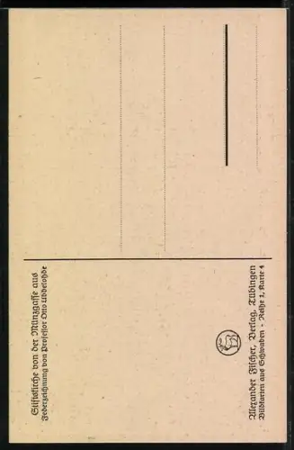 Künstler-AK Ubbelohde: Tübingen, Stiftskirche von der Münzgasse aus