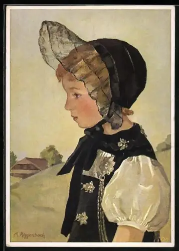 Künstler-AK kleine Schweizerin in Tracht