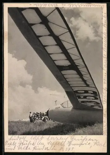 AK Segelflugzeug zum Start bereit