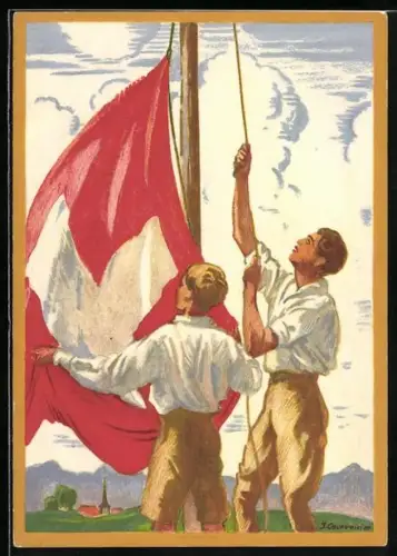 Künstler-AK J. Courvoisier: Schweizer Bundesfeier 1929