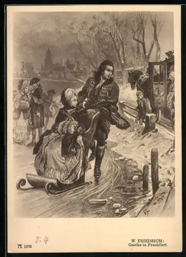 Künstler-AK W. Friedrich: Goethe in Frankfurt