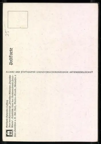 AK Für wohlgeratene Kinder..., Gotthold Ephraim Lessing, Zitat u. Portrait