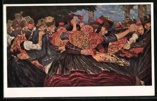 AK Hessischer Bauerntanz in hessischer Tracht