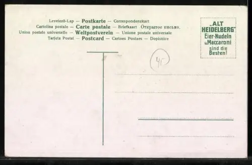 AK Württemb. Landestracht, Donaukreis, Fischer unterhält sich mit einem Wanderer, Pfeife