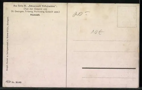 AK Sankt Georgen, Damen u. Herren bei einer Hochzeit in Schwarzwälder Tracht, Volkstanz