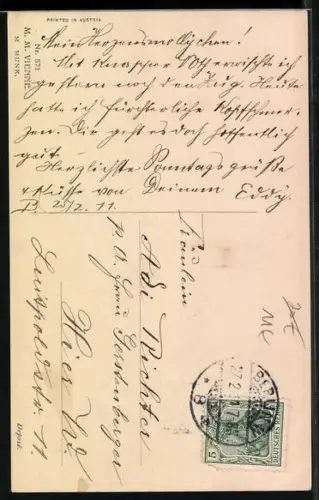 Künstler-AK M. Munk Nr. 571: Junge Dame mit Dackelwelpen