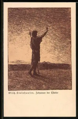 Künstler-AK Wilhelm Steinhausen: Johannes der Täufer hebt den Arm zum Gruss