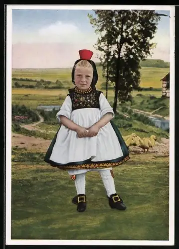 AK Eine kleine Schwälmerin in hessischer Tracht