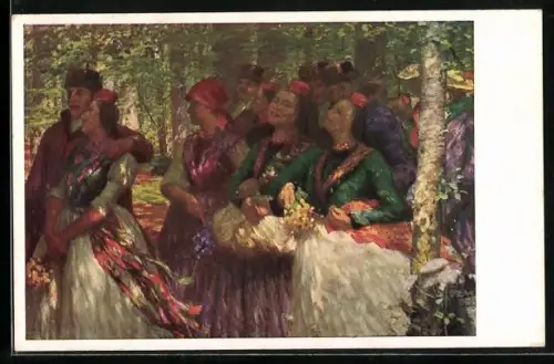 AK Hessische Männer und Frauen an einem Sonntag in der Schwalm