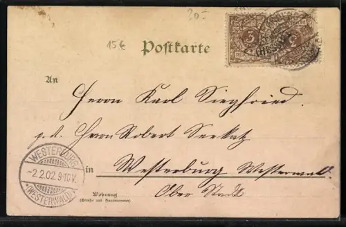 AK Hessische Trachten, Bub bietet Mädchen einen Apfel an