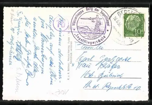 AK Wasserkuppe, Segelflieger über dem Fliegerdenkmal, Fliegerlager, Fuldaquelle, Aus dem Segelflugbetrieb