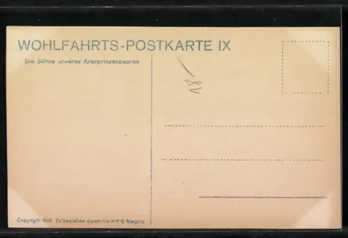 AK Die Söhne des Kronprinzenpaares von Preussen