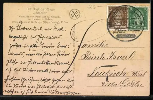 AK Märchen Die Gleichensage, Heimkehr, Ritter mit Dame zu Pferd