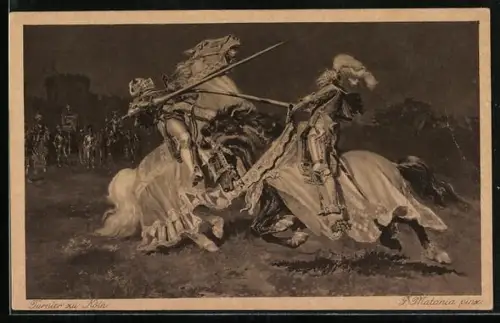 Künstler-AK Köln, Turnier zu Köln, Sage von Burg Gutenfels