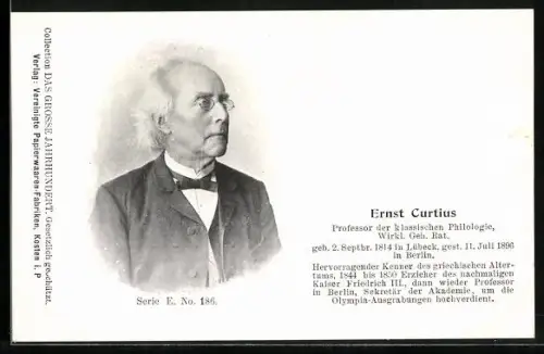 AK Ernst Curtius, Professor der klassischen Philologie mit Brille
