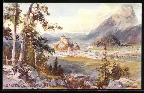 Künstler-AK Edward Harrison Compton: Kufstein, Stadtblick von der Sparchen aus