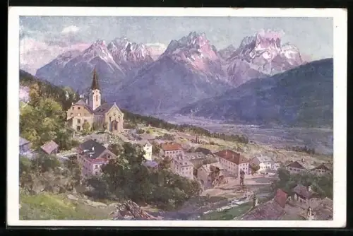 Künstler-AK Edward Theodore Compton: Dölsach, Panorama mit den Unholden