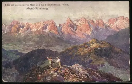Künstler-AK Edward Theodore Compton: Abend-Stimmung, Blick auf das Steinerne Meer von der Schmittenhöhe aus
